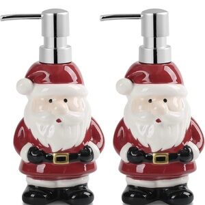 Set of 2 Ceramic Santa Claus Soap/Lotion‎ Dispensers Christmas Holiday Decor